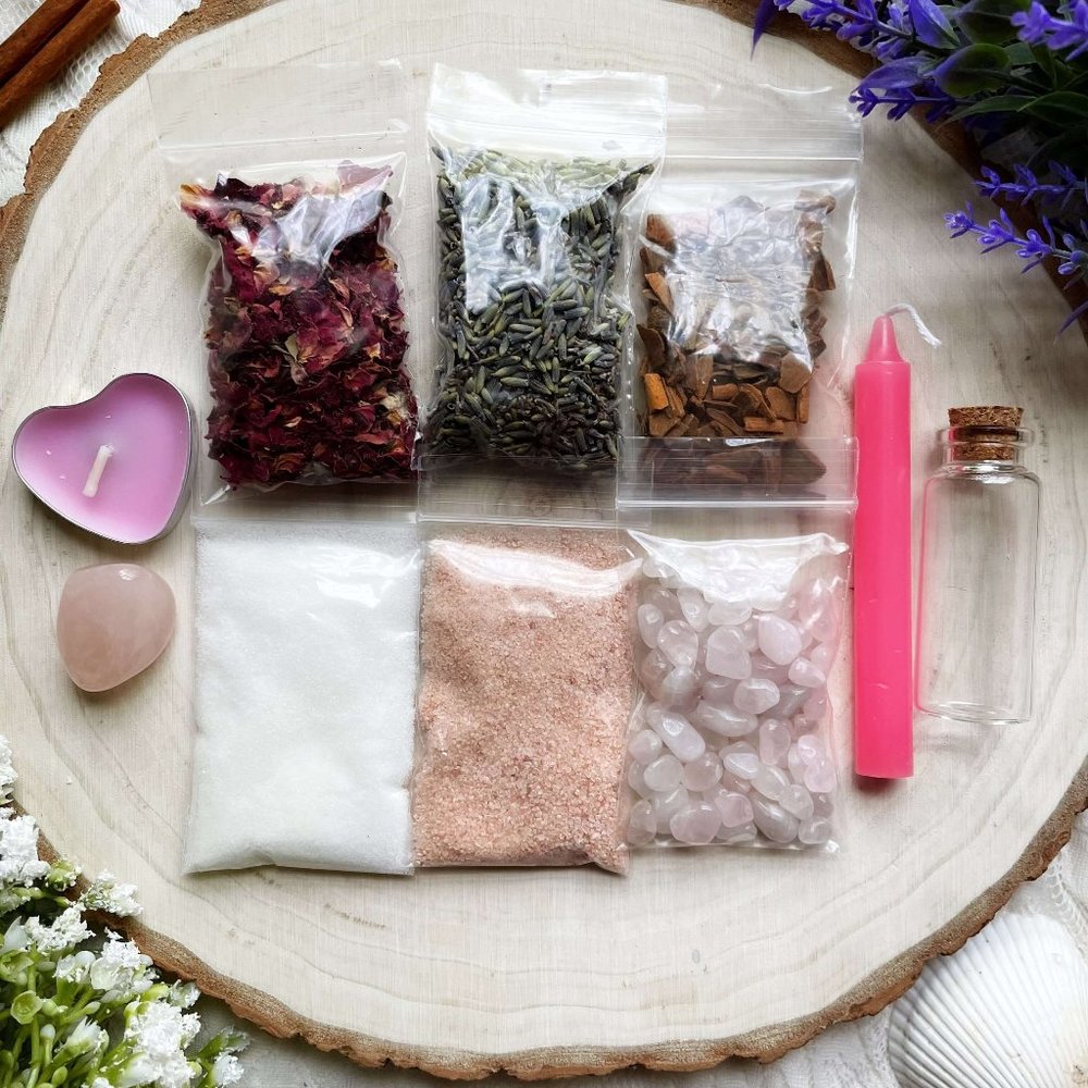 Large Love Spell Kit Herbs Crystals Candles Spell Magic Witchcraft Wiccan
